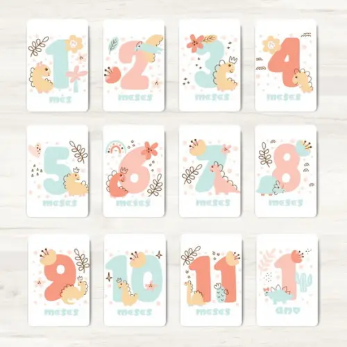 Cards Mesversário Dino Fofinha - Arquivo Digital