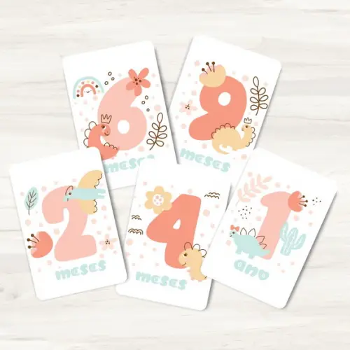 Cards Mesversário Dino Fofinha - Arquivo Digital