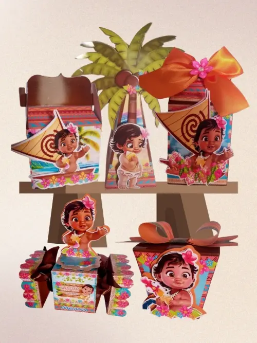Kit Moana Baby 20 Caixinhas Personalizadas Desmontadas