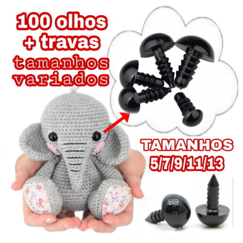 Kit olhos amigurumi pretos TAMANHOS variados