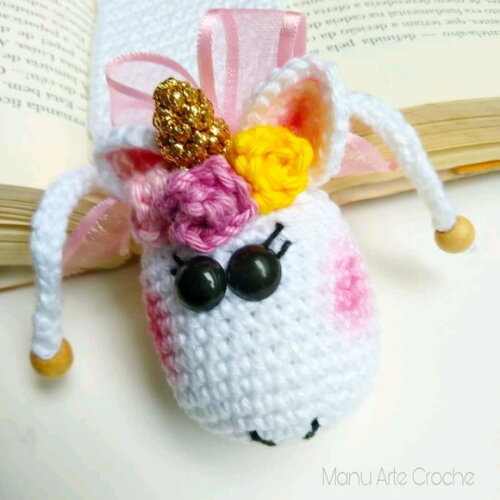 Marca Página Unicórnio Amigurumi Croche