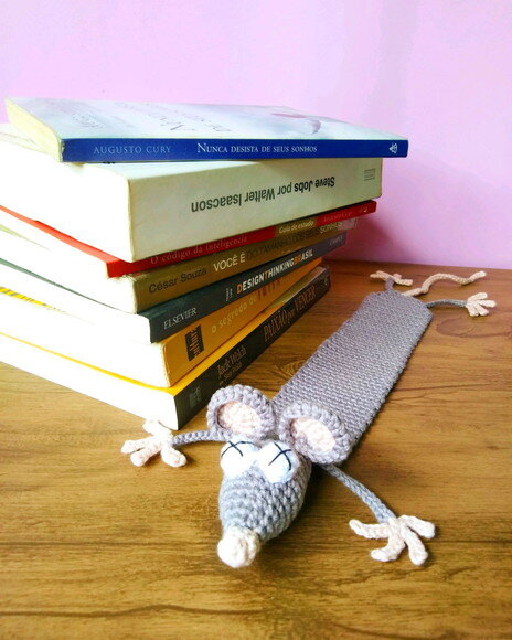 Marca página rato amigurumi croche