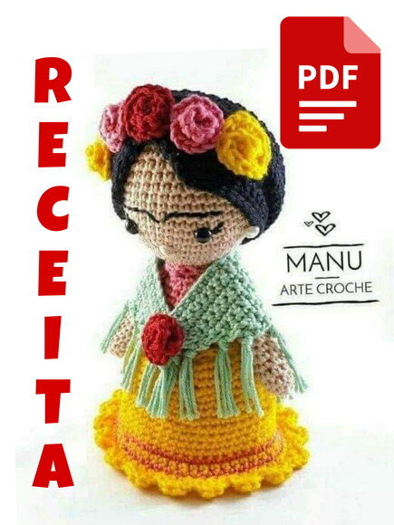 Receita pdf Frida Kahlo Amigurumi