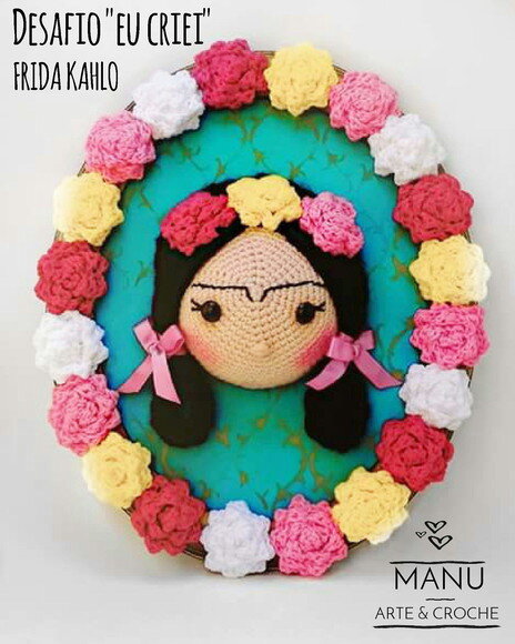 Quadro Frida Kahlo Amigurumi
