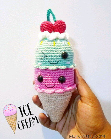 Sorvete casquinha amigurumi