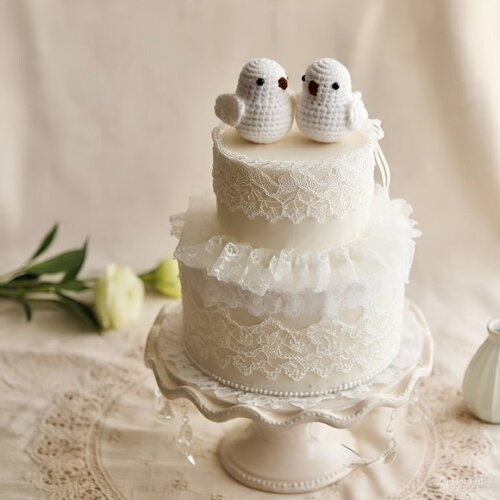 Topo de Bolo Casamento Passarinho Croche Amigurumi