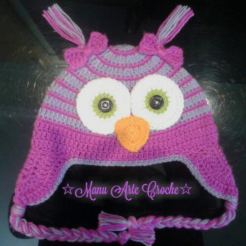 Touca/gorro croche Corujinha