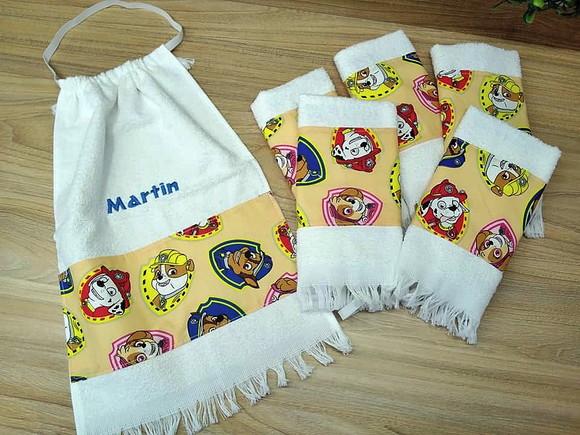 Toalhinhas Escolar com Elástico Personalizada Kit com 6