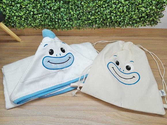 Toalha Banho Infantil c/ Capuz e Mochila Saco Black Friday