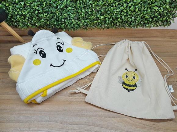 Toalha Banho Infantil c/ Capuz e Mochila Saco Black Friday