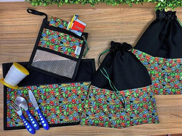 Kit Creche Escolar Volta as Aulas Personalizado Super Hérois