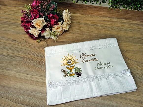 Toalha Lembrança da Primeira Eucaristia Personalizada