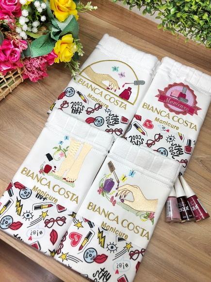 4 Toalhas Manicure Bordadas e Personalizadas