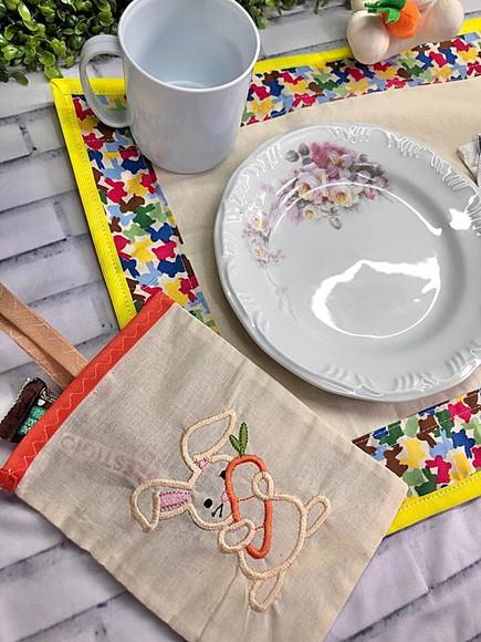 Jogo Americano Páscoa + Saquinho para Bombons Pronta Entrega