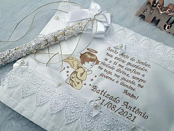 Toalha de Batismo e Vela Decorada