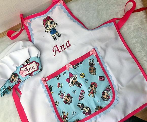 Kit Avental Infantil com Touca Personalizado