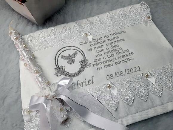 Toalha de Batismo e Vela Personalizada