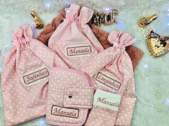 Kit Escolar Menina Personalizado Creche 5 Peças