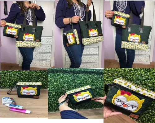 Bolsa Coruja Professora + Necessaire