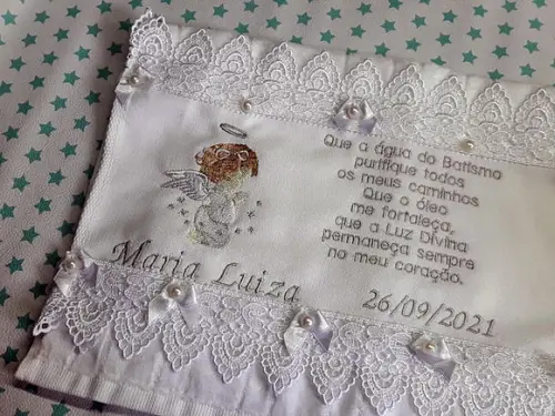 Toalha para Batizado com Perolas