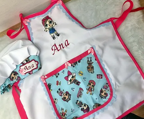 Kit Avental Infantil com Touca Personalizado
