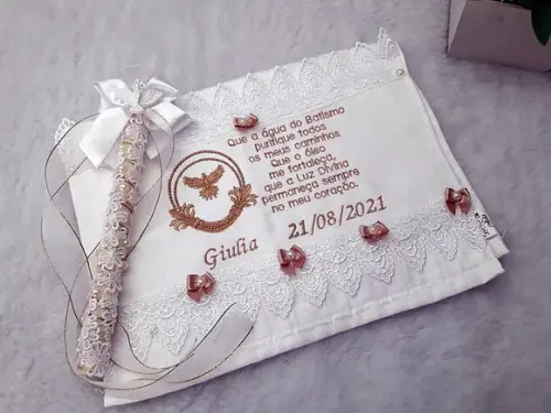 Toalha de Batizado e Vela Decorada