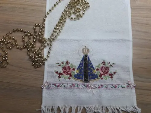 Kit 2 Toalhas de Mão Bordadas Nossa Senhora Aparecida
