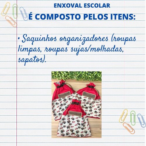 Kit Saquinhos Escolar Personalizado Infantil