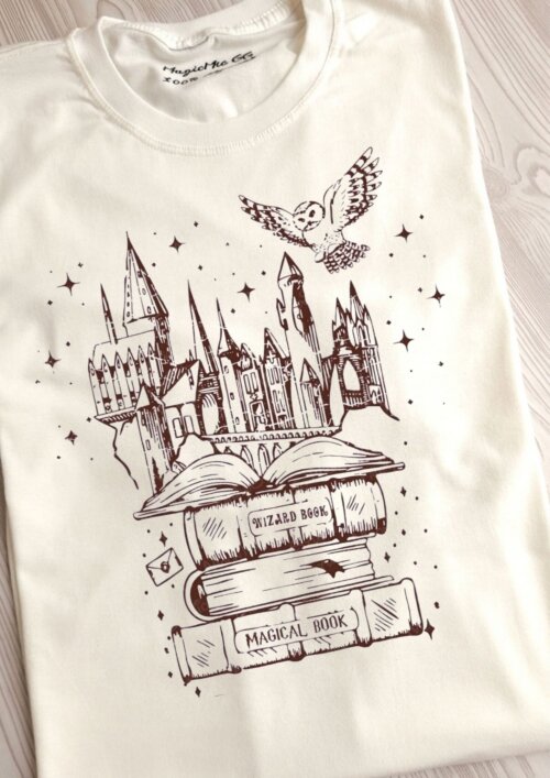 Camiseta Hogwarts HP Unissex e 100 % algodão