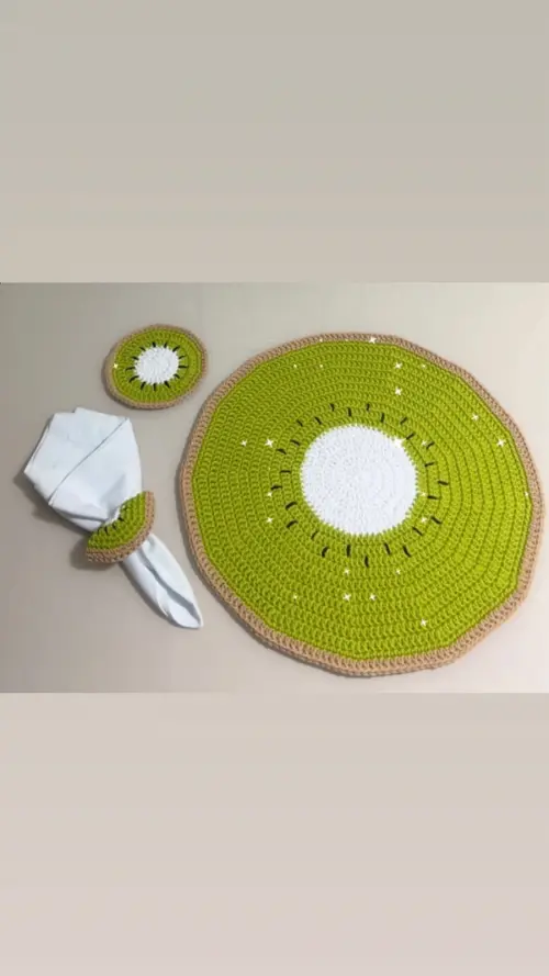 Conjunto Mesa Posta Crochê Kiwi
