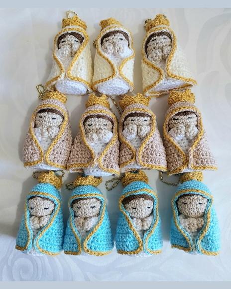 Chaveiro Santinhas de Crochê para Lembrancinhas