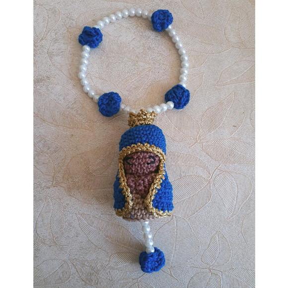 Mini Terço de Crochê N. Sra. Aparecida