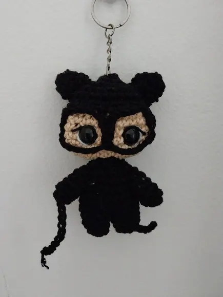 Amigurumi Mulher Gato Chaveiro