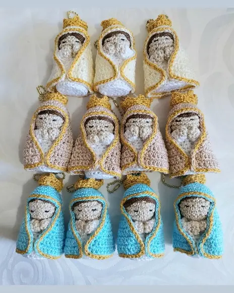 Chaveiro Santinhas de Crochê para Lembrancinhas