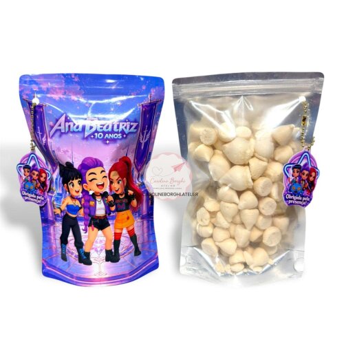 Saquinho Zip Personalizado para Festa Infantil com Chaveiro | Qualquer Tema | Não Acompanha Doces | 19cm x 12cm