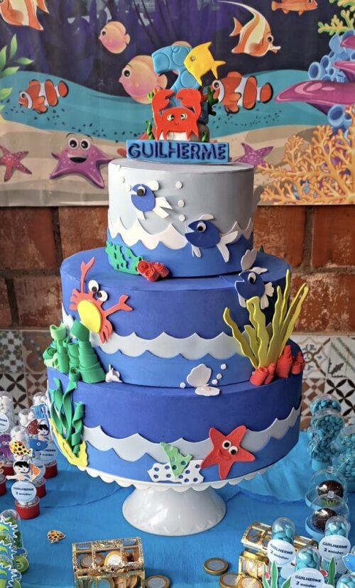 Bolo Fake fundo do mar