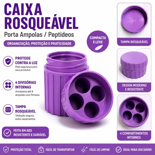 Caixa porta ampolas e peptídeos p/ 4 ampolas 3ml