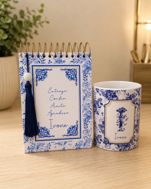 Kit Bloco de Notas + Caneca de Cerâmica Personalizado