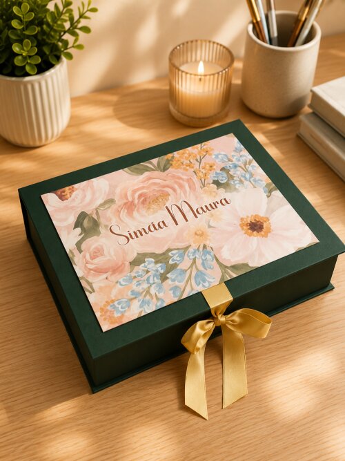 Bíblia Sagrada Letra Maior Personalizada com Caixa Cartonada Floral | Presente para Madrinha, Aniversário ou Dia das Mães