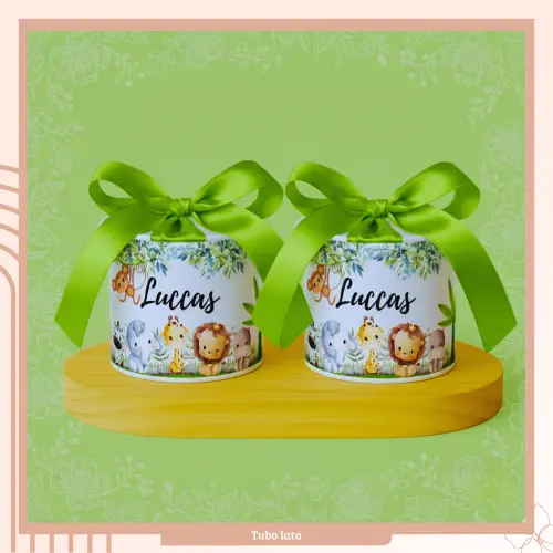 Lembrancinha Personalizada Mini Tubo Lata 6x5 Safari