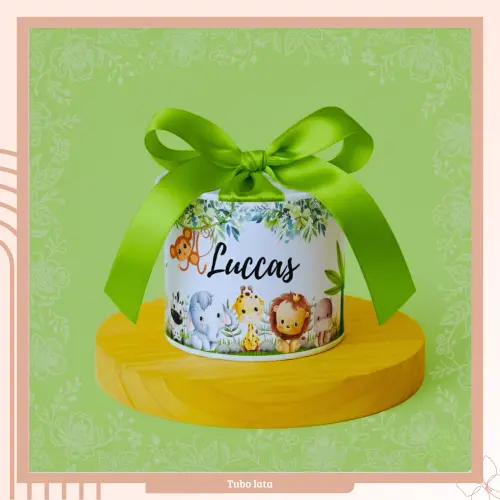 Lembrancinha Personalizada Mini Tubo Lata 6x5 Safari