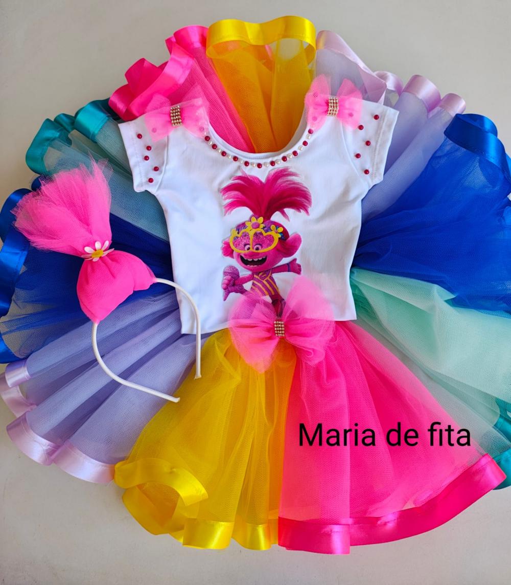 Fantasia trolls roupa trolls pronta entrega