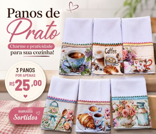 Pano de prato com barrado de tecido