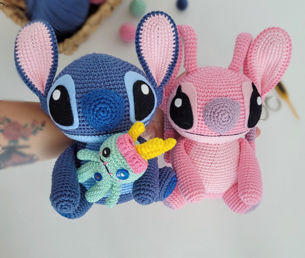 Stitch, Angel e Xepa em Amigurumi
