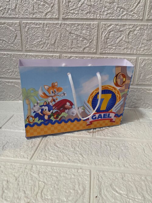 Sacolinha Personalizado 20X15X7 todos os temas- SONIC