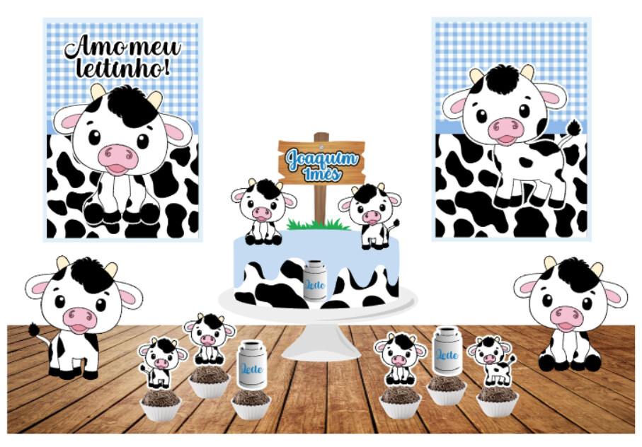 KIT FESTA SÓ UM BOLINHO AMO MEU LEITINHO MENINO. FAZEMOS TODOS O