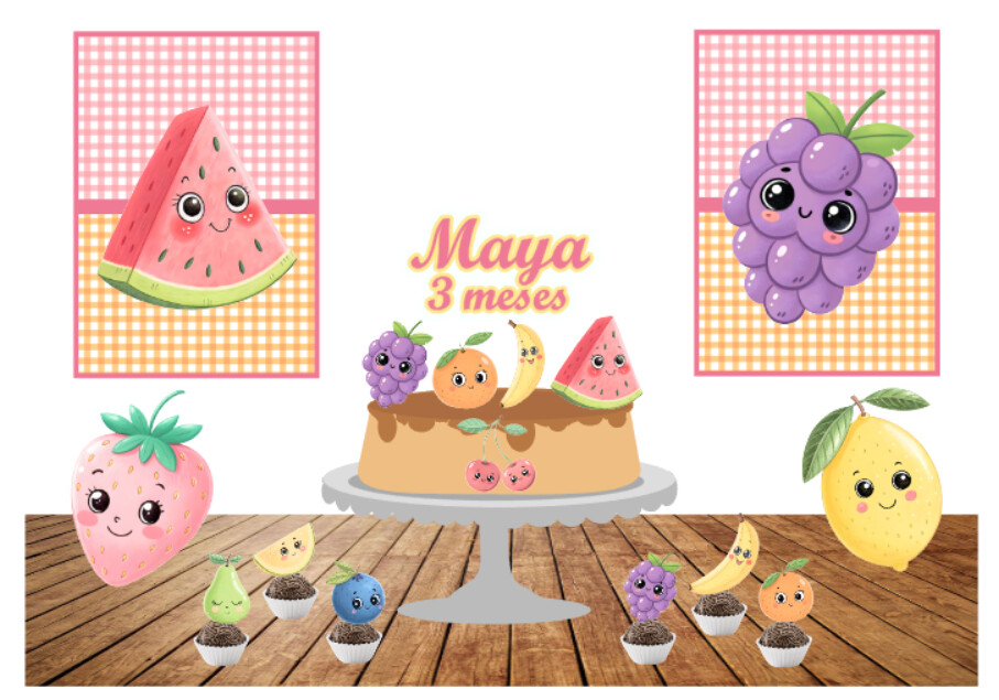 KIT FESTA SÓ UM BOLINHO FRUTINHAS DIVERTIDAS. FAZEMOS TODOS OS T