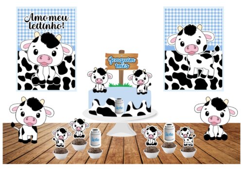 KIT FESTA SÓ UM BOLINHO AMO MEU LEITINHO MENINO. FAZEMOS TODOS OS TEMAS