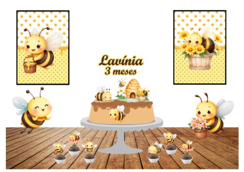 KIT FESTA SÓ UM BOLINHO ABELHINHA. FAZEMOS TODOS OS TEMAS