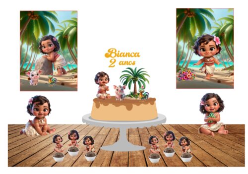 KIT FESTA SÓ UM BOLINHO MOANA BABY. FAZEMOS TODOS OS TEMAS